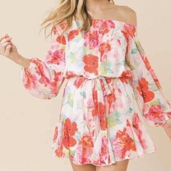 Flying Tomato Floral Off-Shoulder Romper size L - Picture 1 of 10